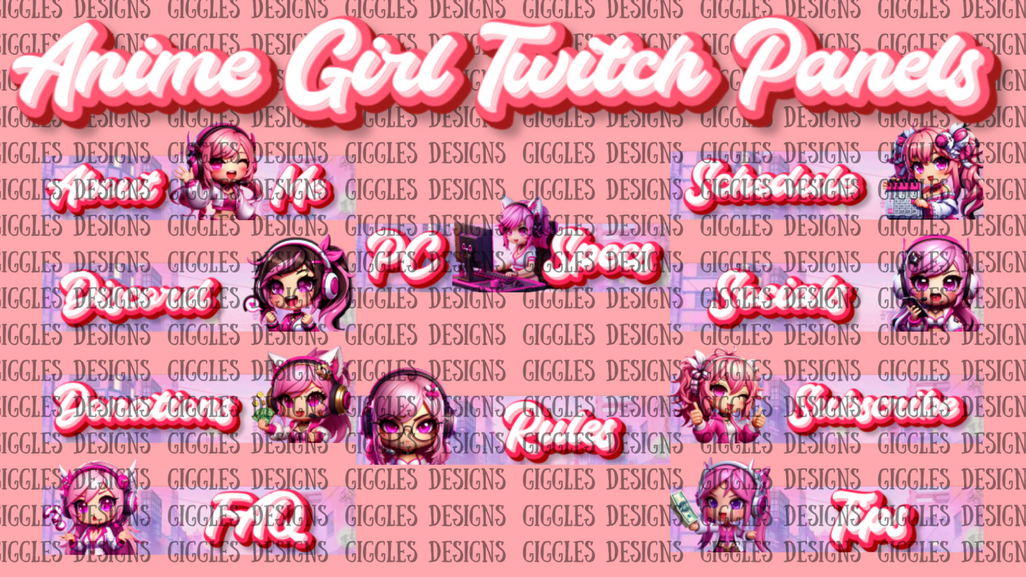 Anime Girl Streamer Panels | Cute Twitch, YouTube & Kick Panels