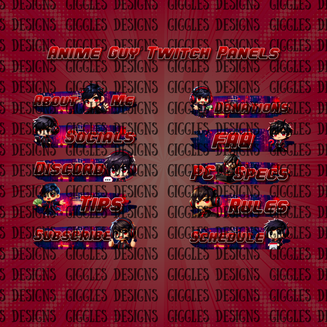 Anime Guy Streamer Panels | Anime-Inspired Twitch, YouTube & Kick Panels
