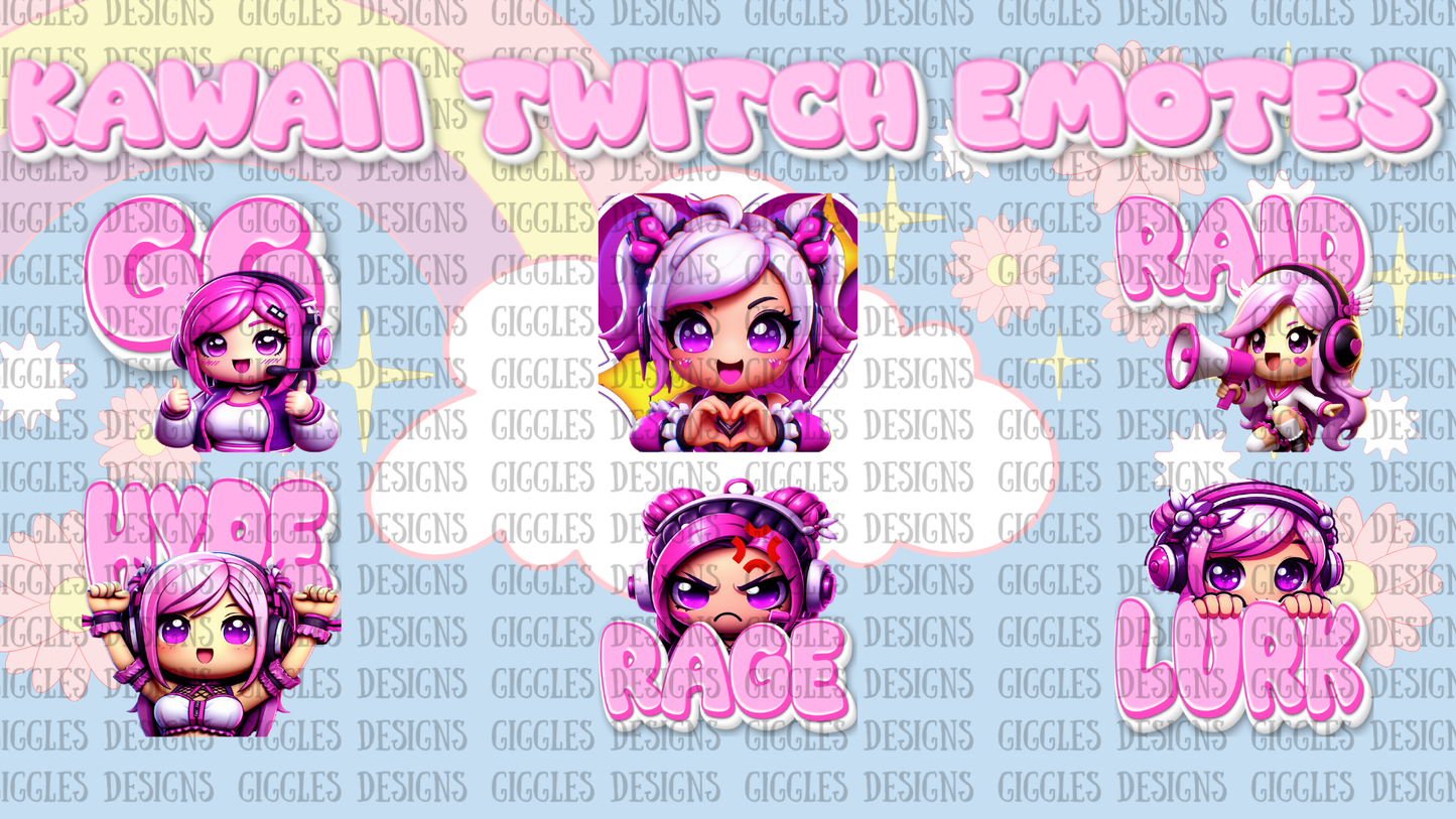 Kawaii Streamer Emotes | Cute Girly Twitch & YouTube Pack