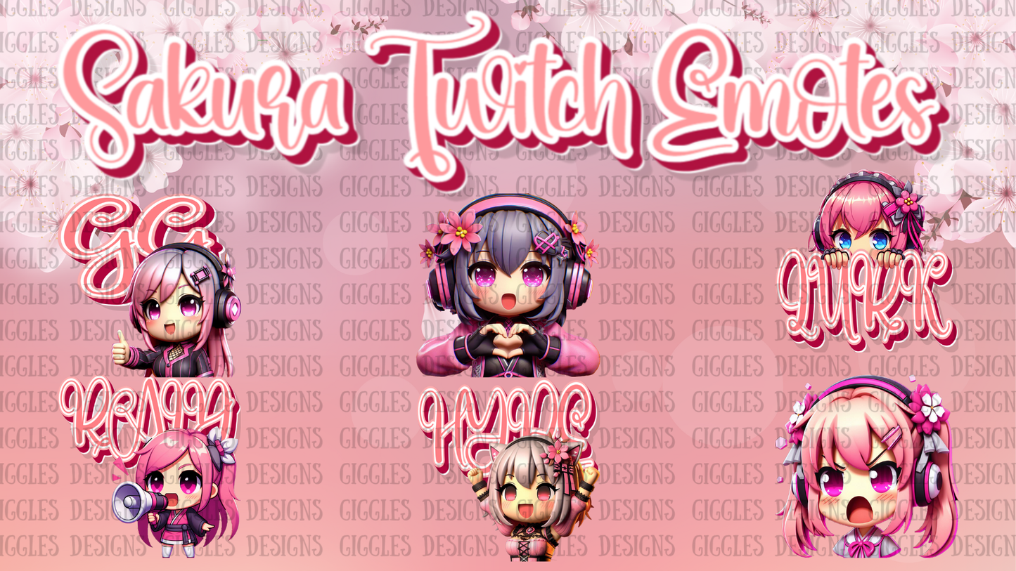 Sakura Streamer Emotes | Cherry Blossom Twitch & YouTube Pack