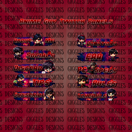Anime Guy Streamer Panels | Anime-Inspired Twitch, YouTube & Kick Panels