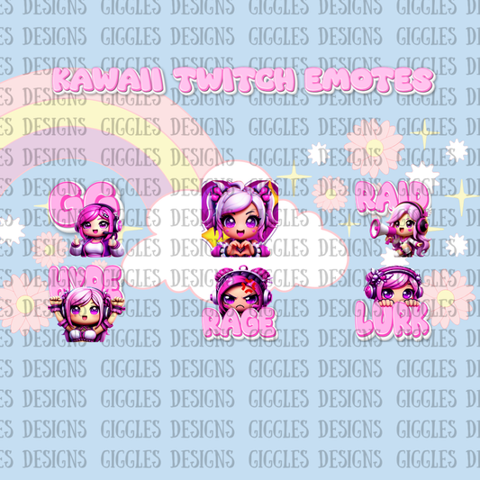 Kawaii Streamer Emotes | Cute Girly Twitch & YouTube Pack
