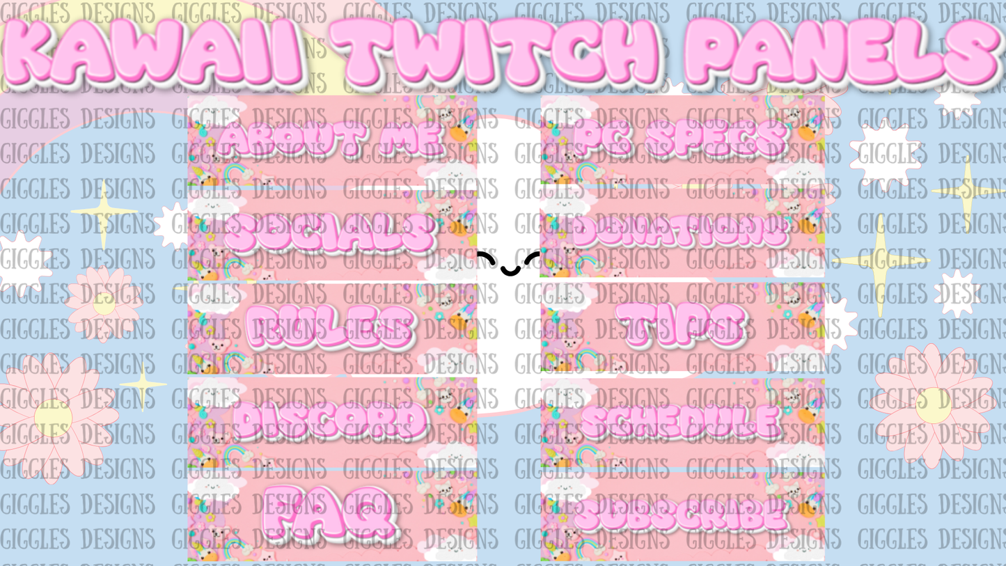 Kawaii Streamer Panels | Cute & Girly Twitch, YouTube & Kick Overlays