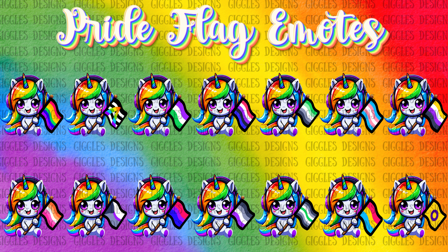 Pride Unicorn Flag Emotes | Rainbow LGBTQ+ Twitch & YouTube Pack