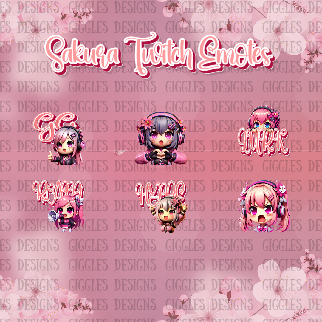 Sakura Streamer Emotes | Cherry Blossom Twitch & YouTube Pack