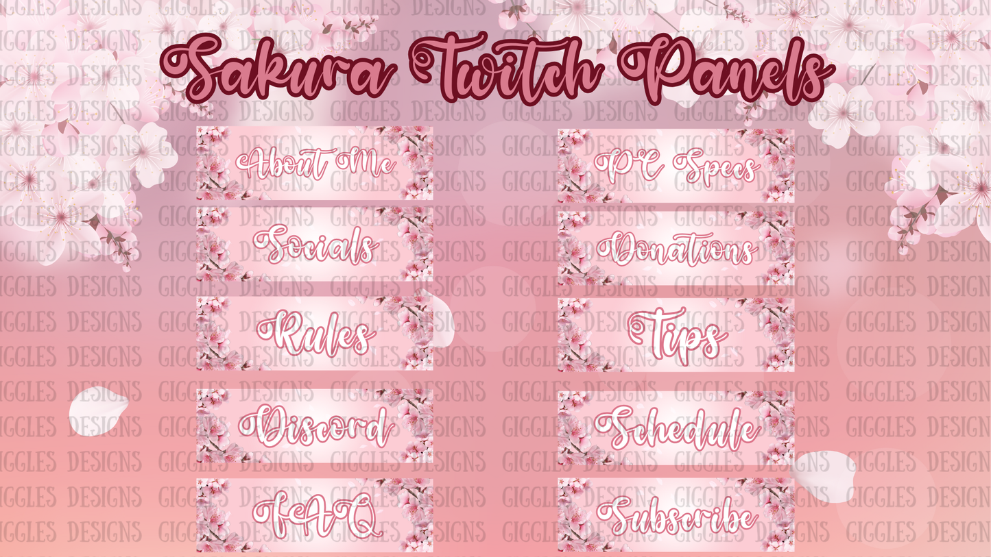 Sakura Streamer Panels | Cherry Blossom Twitch & YouTube Overlays