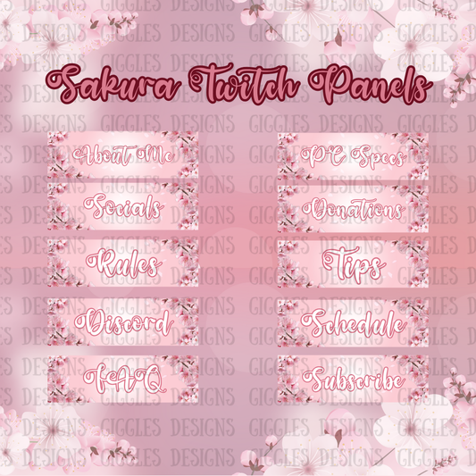 Sakura Streamer Panels | Cherry Blossom Twitch & YouTube Overlays